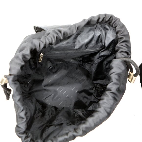 VERSACE Parfums Black Nylon Backpack Gold Medusa Logo Bag Travel Gym Drawstring - Picture 11 of 13